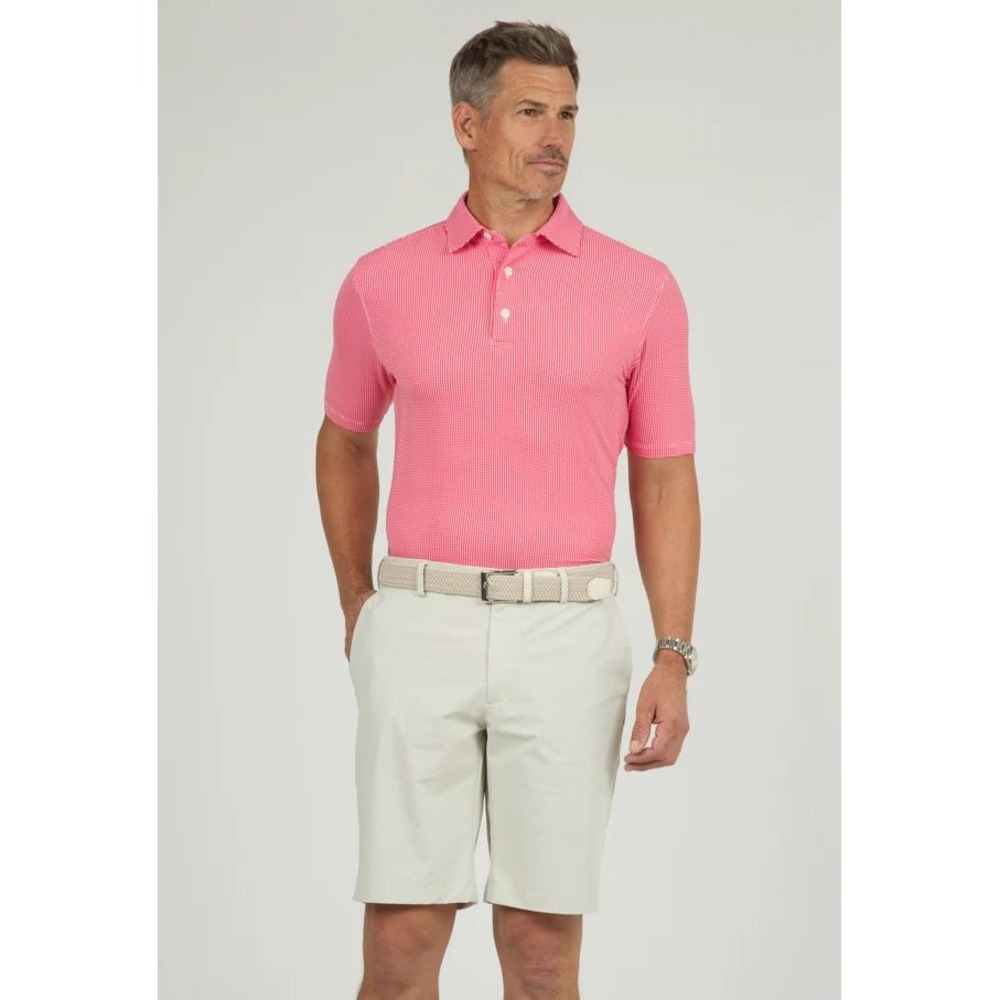 IBKUL‎ Polo Shirt Mens XL Red White NEW Mini Check Short Sleeve Golf Top 94754
